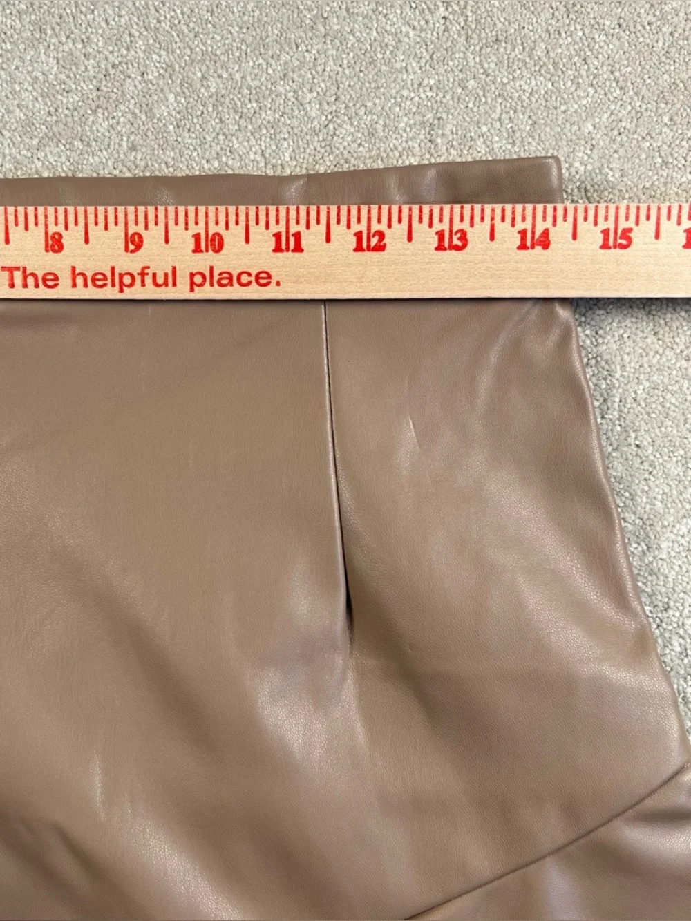 Faux Leather Skirt Tan Ruffle Hem‎ Asymmetric Zip Up Workwear Forever 21 Medium
